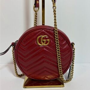 Gucci Red Marmont Round Crossbody Bag